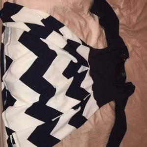 blue and white chevron dress